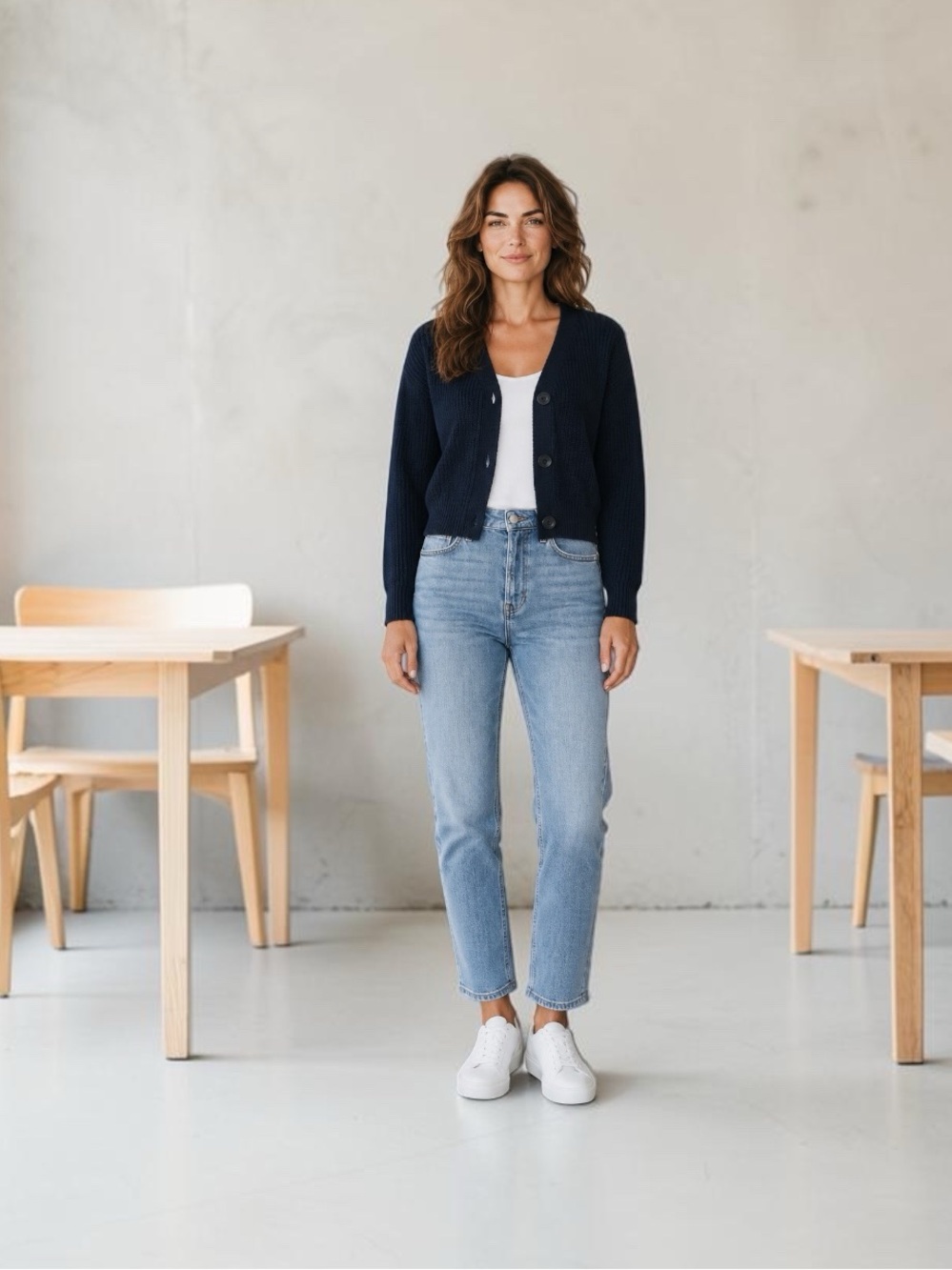 No Boundaries Navy Ribbed V-Neck Button Cardigan - Picture 6 of 10